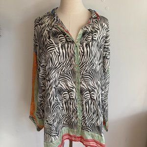 JOHNNY WAS Alvena Button Down with zebra print